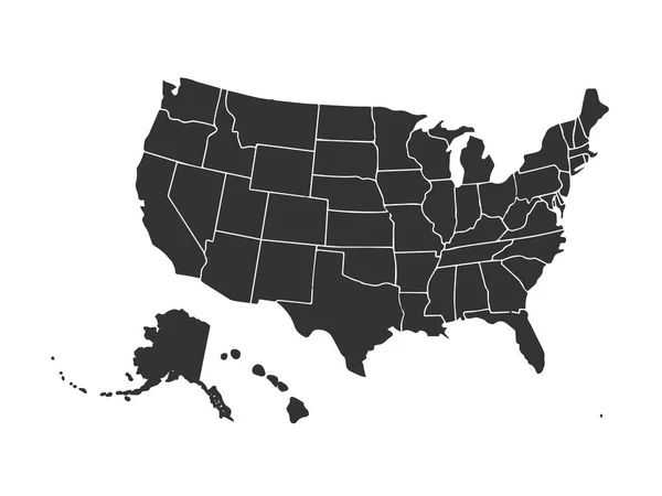 Prázdná podobná mapa USA izolovaná na bílém pozadí. Země Spojených států amerických. Vektorová šablona pro webové stránky, design, obal, infografiku. Obrázek grafu. — Stockový vektor