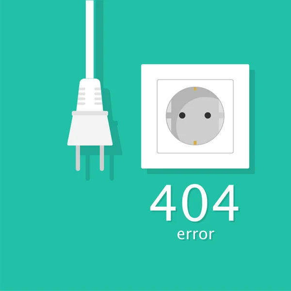 404 Fehler, Seite nicht gefunden. Verbindungsfehler. Stecker und Stecker deaktiviert, Konzept. Vektor Illustration flaches Design. — Stockvektor