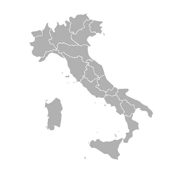 Contour map of Italy with regions division isolated on white. Vector illustration. High accuracy of state borders. Political and geographical design. — Stock Vector
