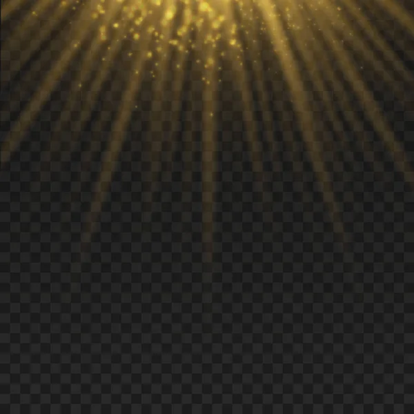 Transparante gloed lichteffect. Ster uitbarsting met sparkles. Goud glitter. — Stockvector