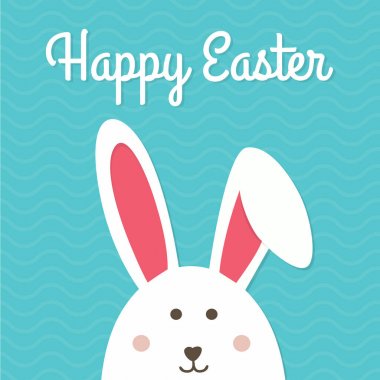 Beyaz Paskalya Tavşanı Tebrik kartıyla ile. Komik Tavşan. Paskalya tavşanı.