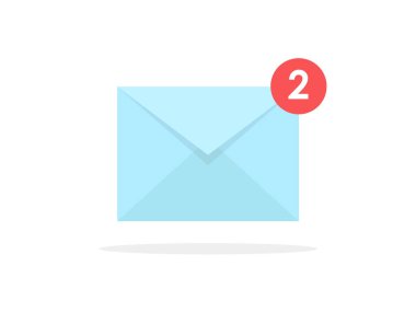 Karşı bildirim beyaz zarf mektupla, gelen e-posta iletisi, posta teslim hizmeti, bülten duyuru kavramını modern vektör çizim tasarım izole düz.