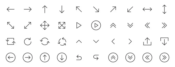 Set von 40 Pfeilen Websymbolen im Linienstil. Pfeil, Pfeile. Vektorillustration. — Stockvektor