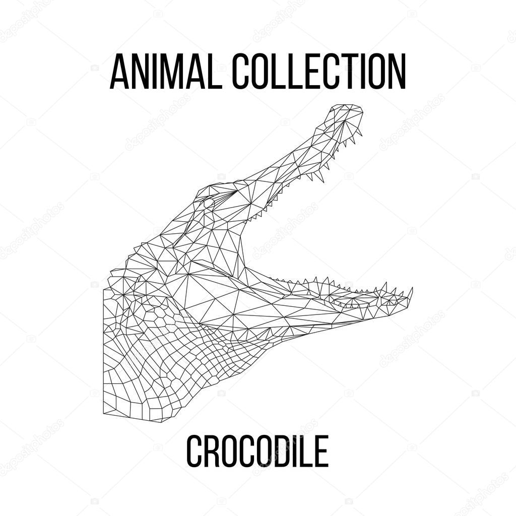 Crocodile head geometric lines silhouette isolated on white background vintage vector design element illustration
