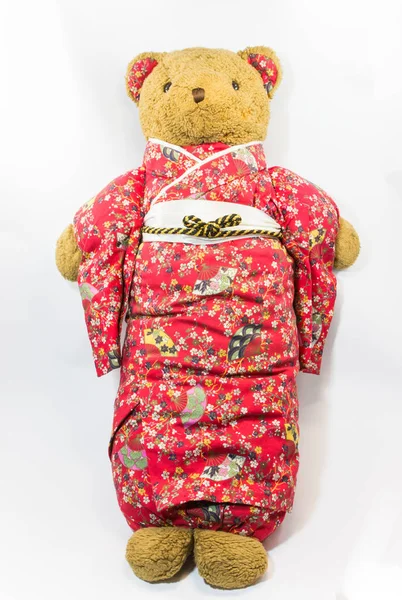 Lindo oso de peluche en traje de kimono — Foto de Stock