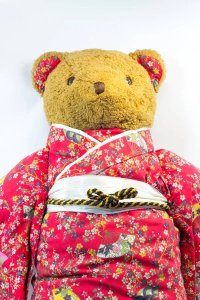 Słodki Miś Teddy w kimono kostium — Zdjęcie stockowe