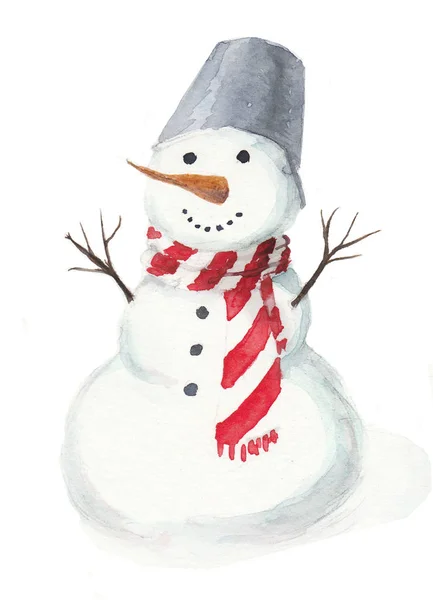Akvarell, rajz hóember Stock Kép