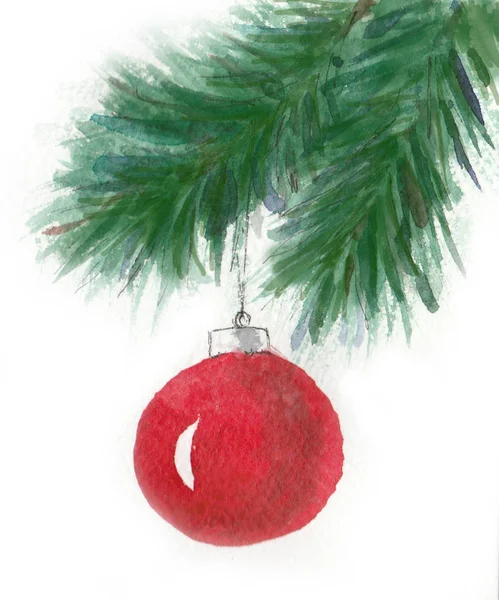 Sulu Boya Noel kompozisyon — Stok fotoğraf