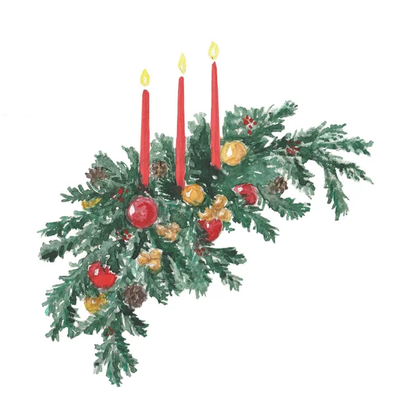 Sulu Boya Noel kompozisyon