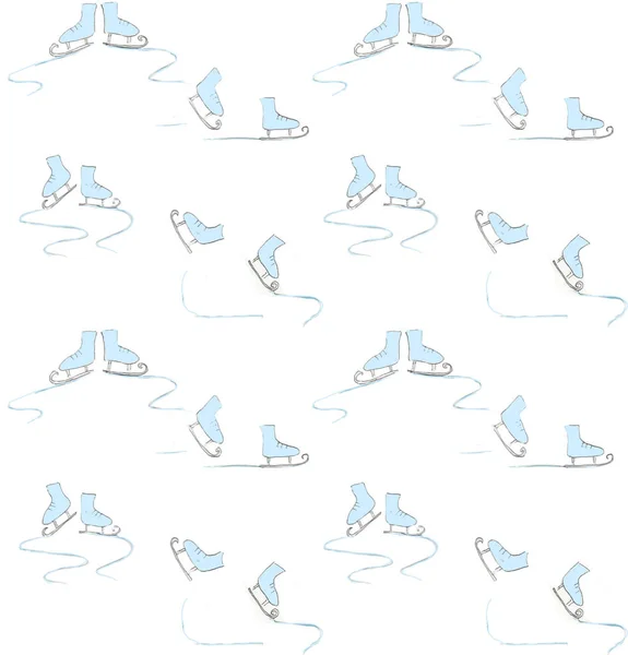 Watercolor skates pattern — Stock Photo, Image