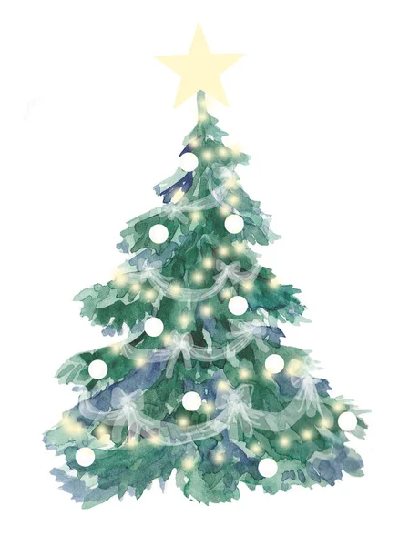 Akvarell karácsonyfa Stock Fotó