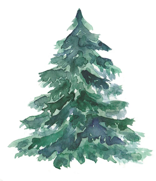 Akvarell karácsonyfa Stock Kép