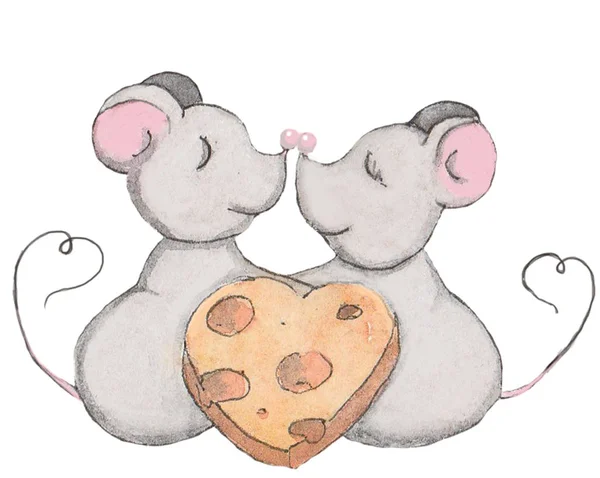 Aşık fareler peynir kalp ile