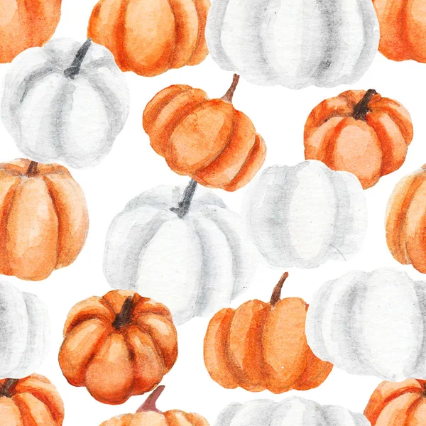 Watercolor pumpkins seamless pattern