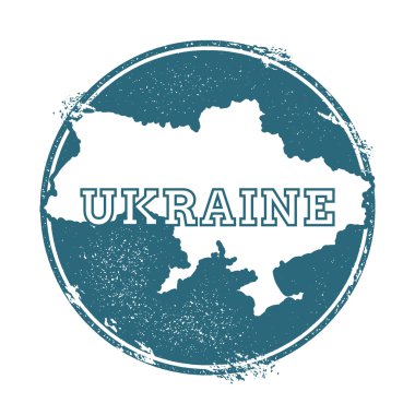 Ukrayna adı ve haritası ile Grunge kauçuk damga, vektör illüstrasyon.
