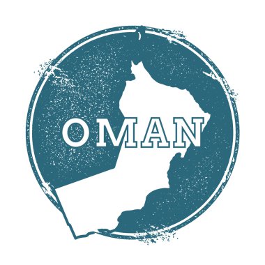 Umman adı ve haritası ile Grunge kauçuk damga, vektör illüstrasyon.