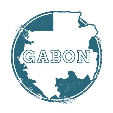 Gabon adı ve haritası ile Grunge kauçuk damga, vektör illüstrasyon.