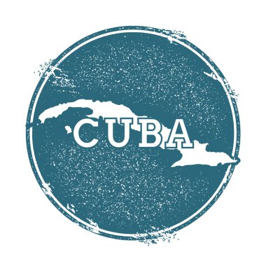 Küba adı ve haritası ile Grunge kauçuk damga, vektör illüstrasyon.