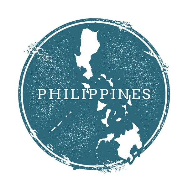 フィリピンの名前と地図を持つグランジゴムスタンプ、ベクトルイラスト. — ストックベクタ
