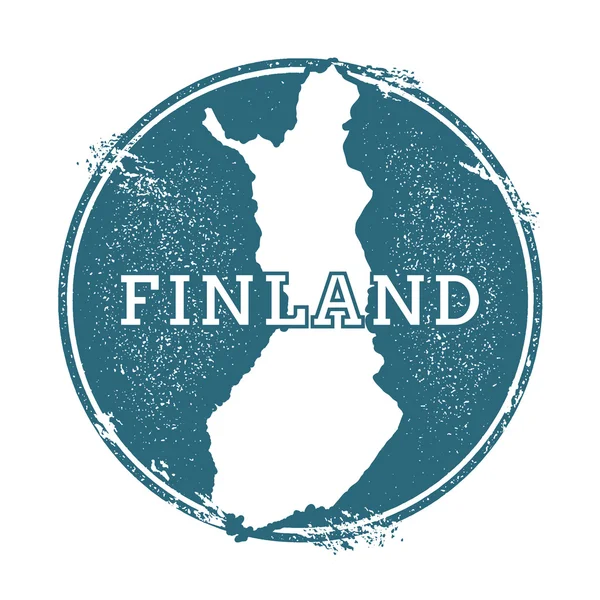 Grunge gumové razítko s názvem a mapou Finska, vektorová ilustrace. — Stockový vektor