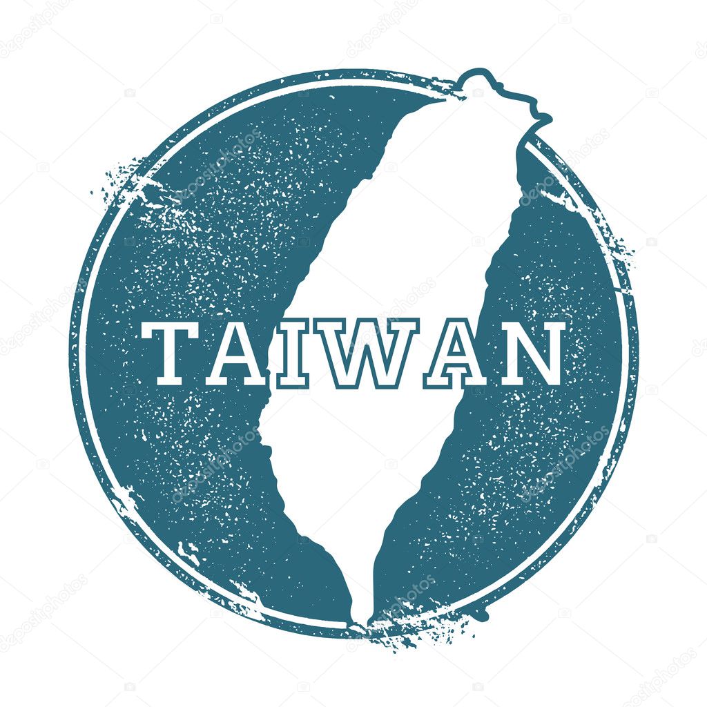 Grunge rubber stamp with name and map of Taiwan, Republic Of China, vector illustration.