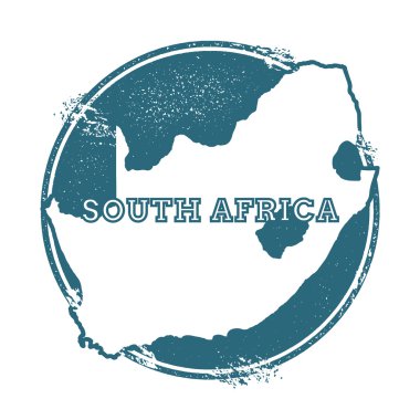 Grunge lastik damga adı ve Güney Afrika, vektör çizim Haritası.