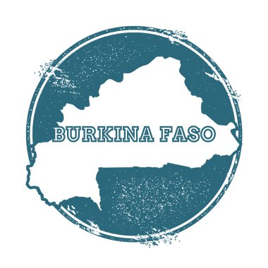 Grunge lastik damga adı ve Burkina Faso, vektör çizim Haritası.