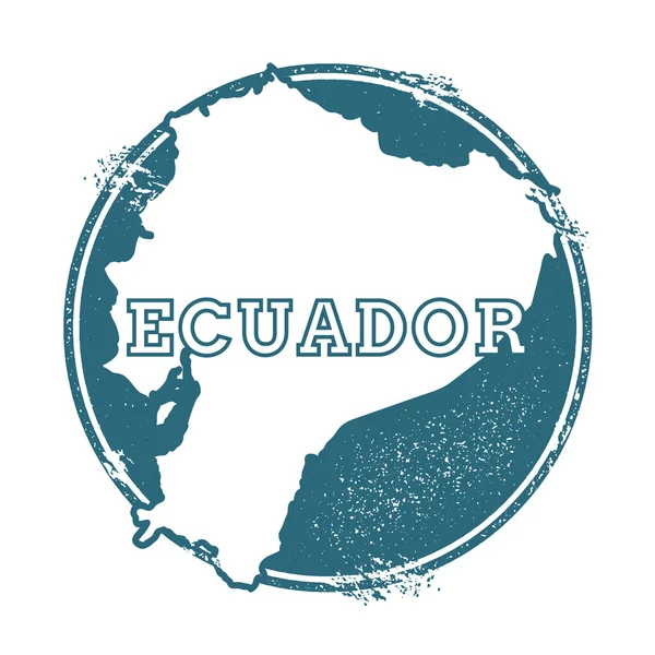 Ekvador adı ve haritası ile Grunge kauçuk damga, vektör illüstrasyon. — Stok Vektör