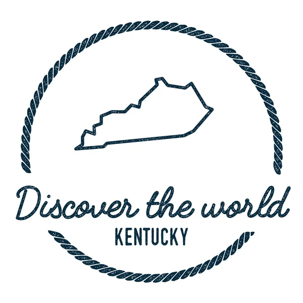 Mapa de Kentucky Esquema. Vintage Descubre el Sello Mundial de Caucho con Mapa de Kentucky . — Vector de stock
