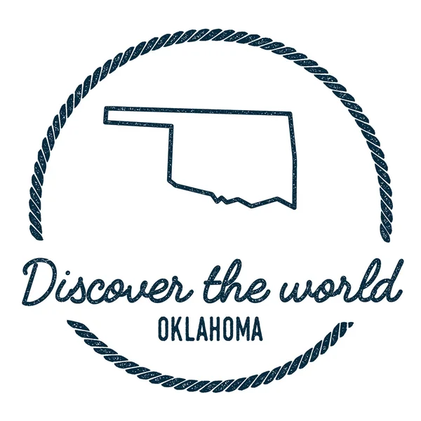 Oklahoma Map Outline. Vintage Découvrez le Timbre du Monde en Caoutchouc avec Carte Oklahoma . — Image vectorielle