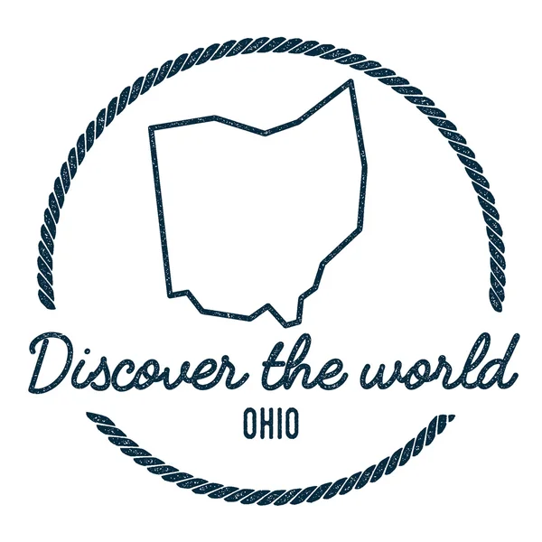 Esquema del mapa de Ohio. Vintage Descubre el sello mundial de caucho con el mapa de Ohio . — Vector de stock