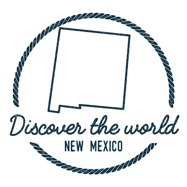 Nieuwe Mexico kaart overzicht. Vintage Ontdek de wereld rubber stempel met New Mexico kaart. — Stockvector