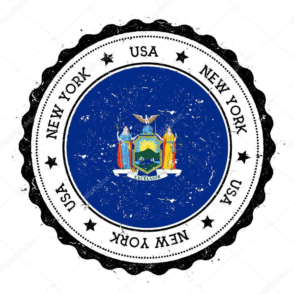New York flag badge.
