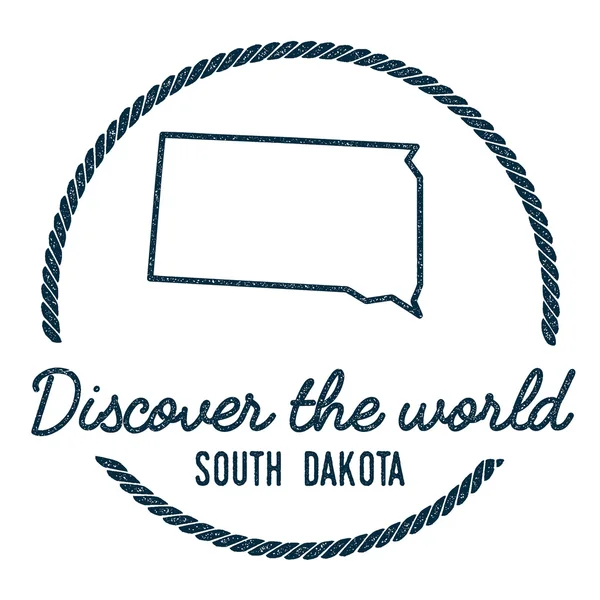 South Dakota kaart overzicht. Vintage Ontdek de wereld rubber stempel met South Dakota kaart. — Stockvector