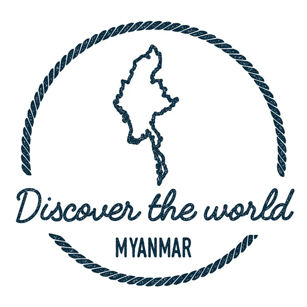 Myanmar Kartenskizze. Mit Myanmar-Karte die Welt entdecken. — Stockvektor