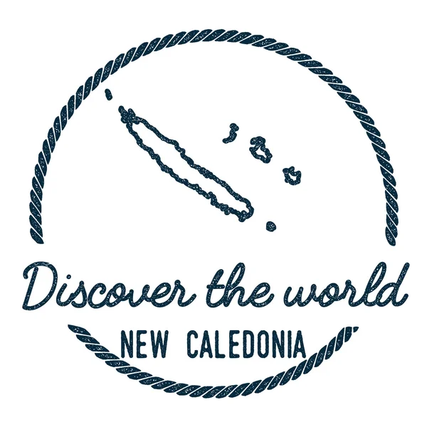 Nya Kaledonien karta kontur. Vintage Upptäck världen gummistämpel med Nya Kaledonien karta. — Stock vektor