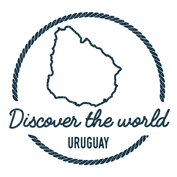 Uruguay Map Outline. Vintage Descubre el Sello Mundial de Caucho con Mapa de Uruguay . — Vector de stock