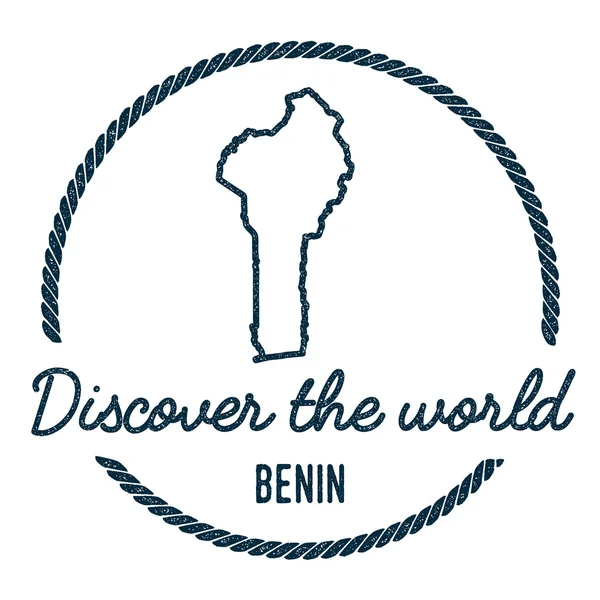 Μπενίν Χάρτης διάρθρωσης. Vintage ανακαλύψουν τον κόσμο σφραγίδα καουτσούκ με Μπενίν χάρτη. — Διανυσματικό Αρχείο