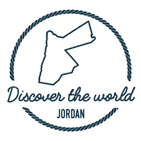 Jordan Map Outline. Vintage Découvrez le Timbre du Monde en Caoutchouc avec Carte Jordanie . — Image vectorielle