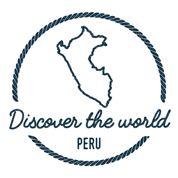 Mapa de Perú Esquema. Vintage Descubre el Sello Mundial de Caucho con Perú Mapa . — Vector de stock