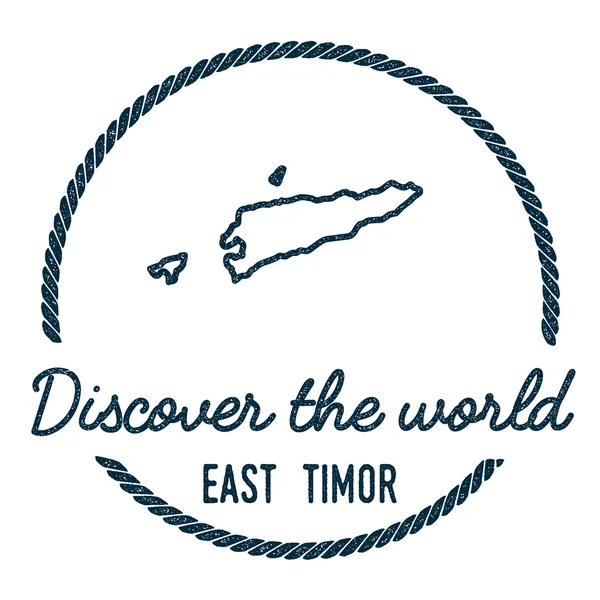 Plan du Timor-Oriental. Vintage Découvrez le Timbre du Monde en Caoutchouc avec Carte Timor-Leste . — Image vectorielle