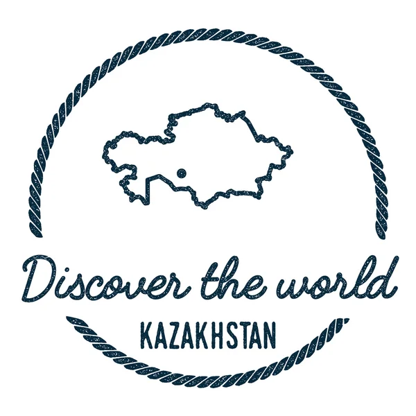 Kazajstán Mapa Esquema. Vintage Descubre el sello mundial de caucho con Kazajstán Mapa . — Archivo Imágenes Vectoriales