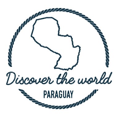 Paraguay harita anahat. Vintage keşfetmek dünya lastik damgası ile Paraguay Haritası.