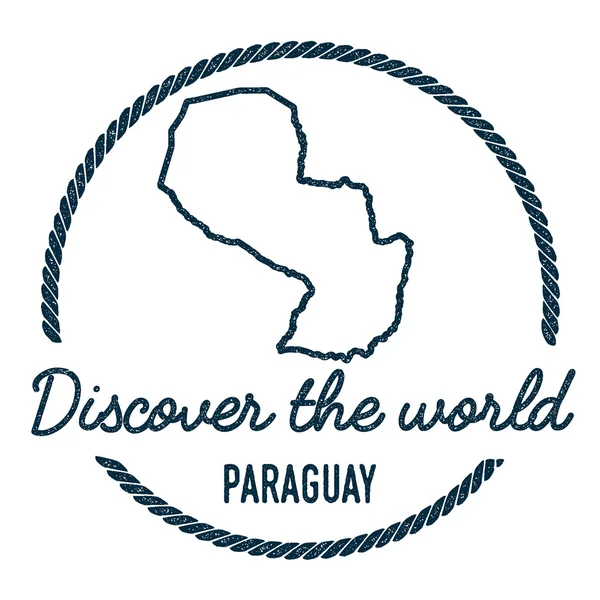 Paraguay Mapa Esquema. Vintage Descubre el Sello Mundial de Caucho con Mapa Paraguay . — Vector de stock