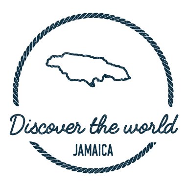 Jamaika Haritası anahat. Vintage keşfetmek dünya lastik damgası ile Jamaika Haritası.