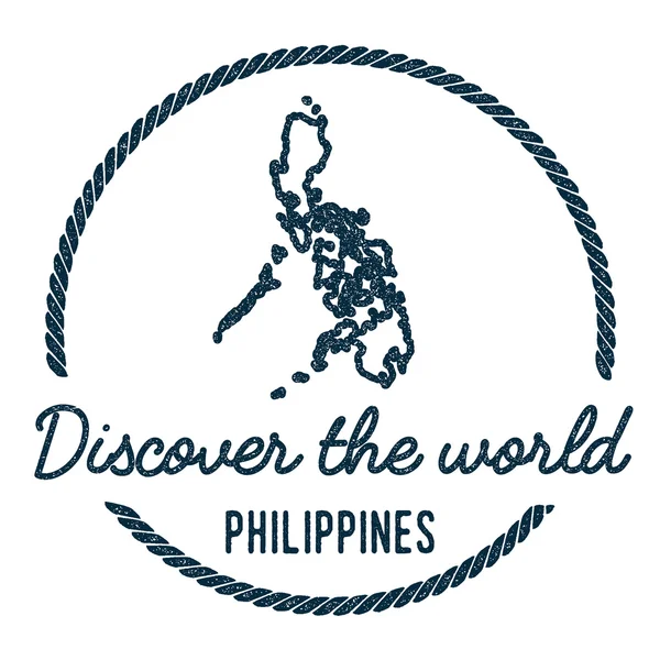 Mapa de Filipinas Esquema. Vintage Descubre el sello mundial de caucho con mapa de Filipinas . — Vector de stock