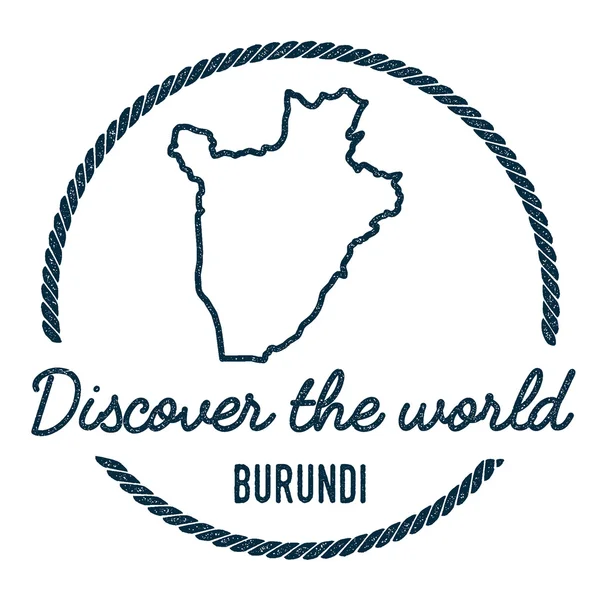 Umrisse der burundischen Landkarte. Jahrgang entdecken die Welt Gummimarke mit Burundi-Karte. — Stockvektor
