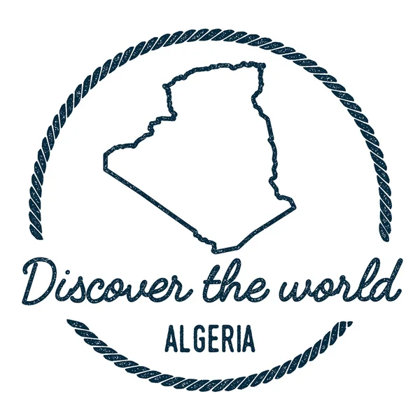 Argelia Mapa Esquema. Vintage Descubre el Sello Mundial de Caucho con Argelia Mapa . — Vector de stock