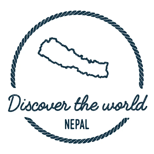 Esquema del mapa de Nepal. Vintage Descubre el Sello Mundial de Caucho con Nepal Mapa . — Vector de stock