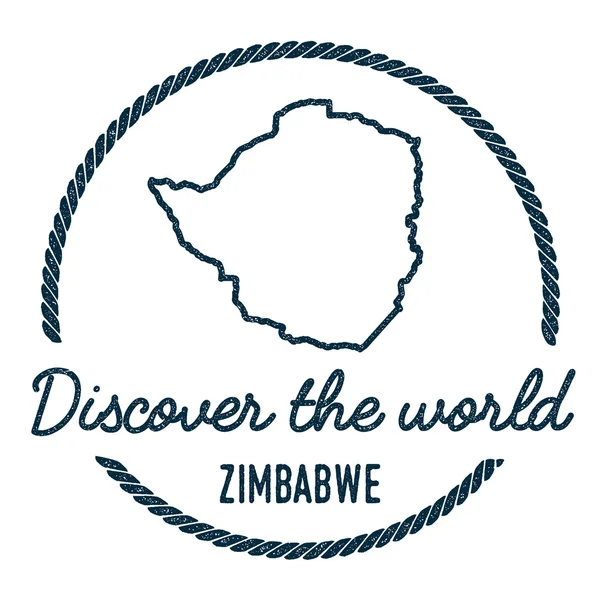 Simbabwe Kartenskizze. Jahrgang entdecken die Welt Gummimarke mit Zimbabwe-Karte. — Stockvektor